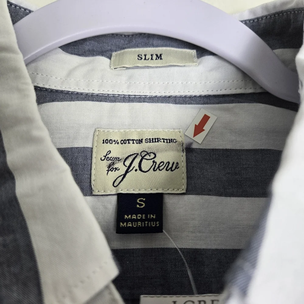 J.CREW Cotton Heathered Shirting Blue‎ White Slim Fit Button-Down Shirt S